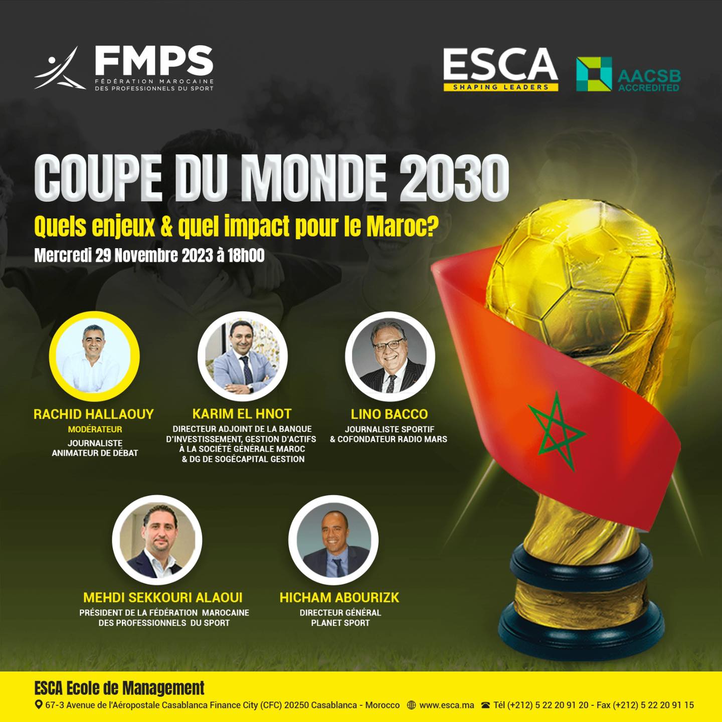 La FMPS organise une conférence à l’ESCA sur les enjeux du mondial 2030